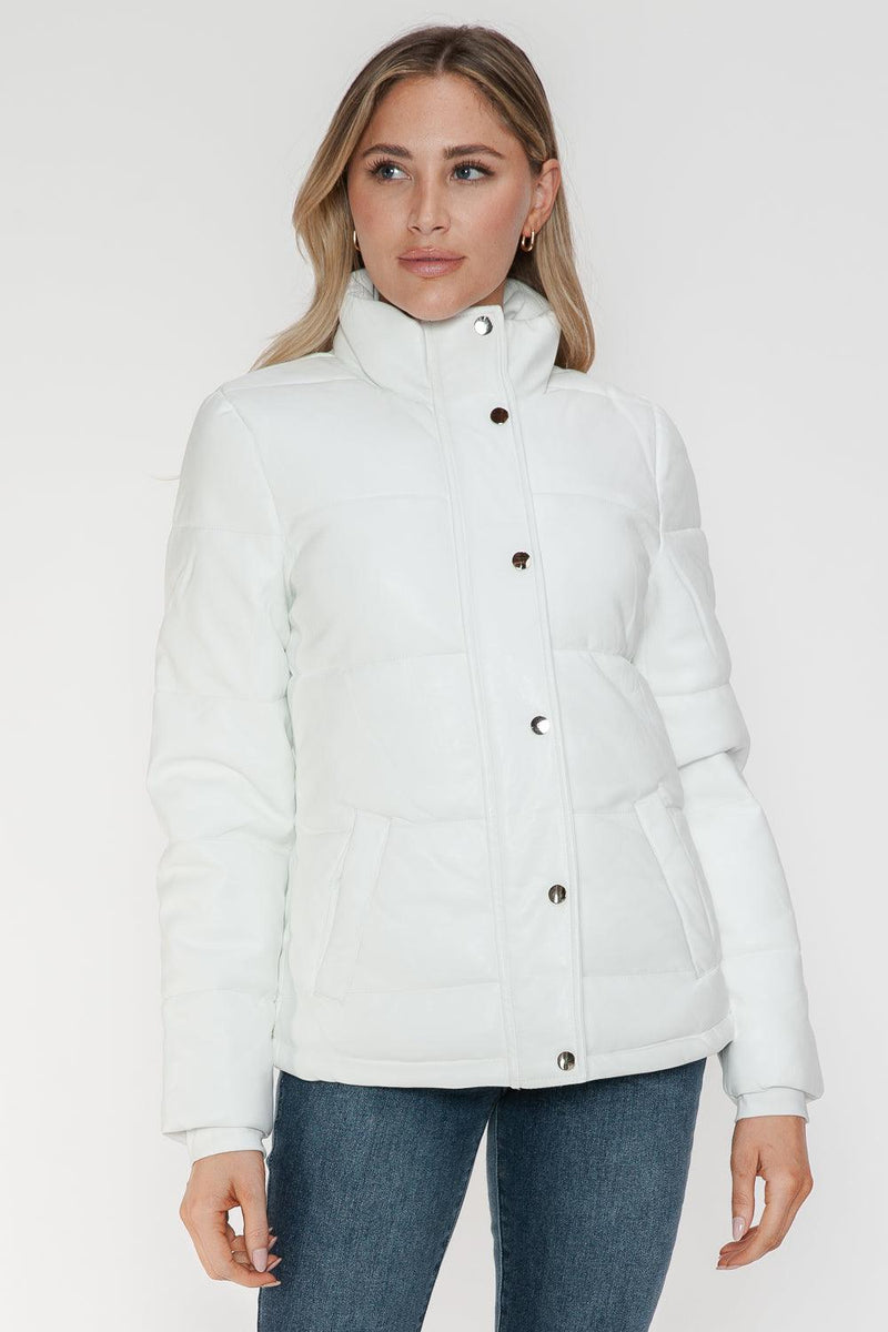 YMI Pocketed Zip Up Turtleneck Puffer Jacket - Three Mad Hatters Mercantile 