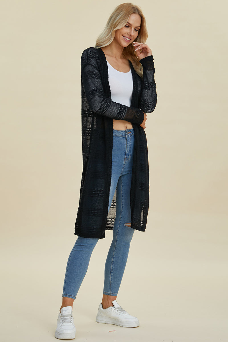 Double Take Open Front Longline Cardigan