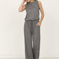 plus solid draw string pocket jumpsuit Jumpsuit Charcoal 2X 