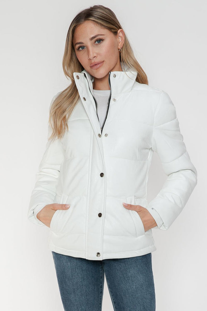 YMI Pocketed Zip Up Turtleneck Puffer Jacket - Three Mad Hatters Mercantile 