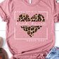 Free Spirit Leopard Heart Graphic Tee PLUS  Heather Mauve XXL 