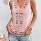 Printed V-Neck Tank w Tassels Womens Tank Tops   