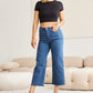 RFM Crop Chloe Tummy Control High Waist Raw Hem Jeans Denim   