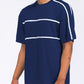 ROUND NECK TAPE STRIPE TSHIRT Mens T-shirt RED S 