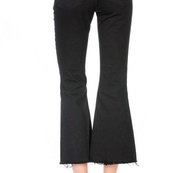 Mid-Rise Crop Flare Leg Denim Ankle Jeans pants