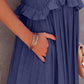 Ruffled Sleeveless Tiered Maxi Dress with Pockets    