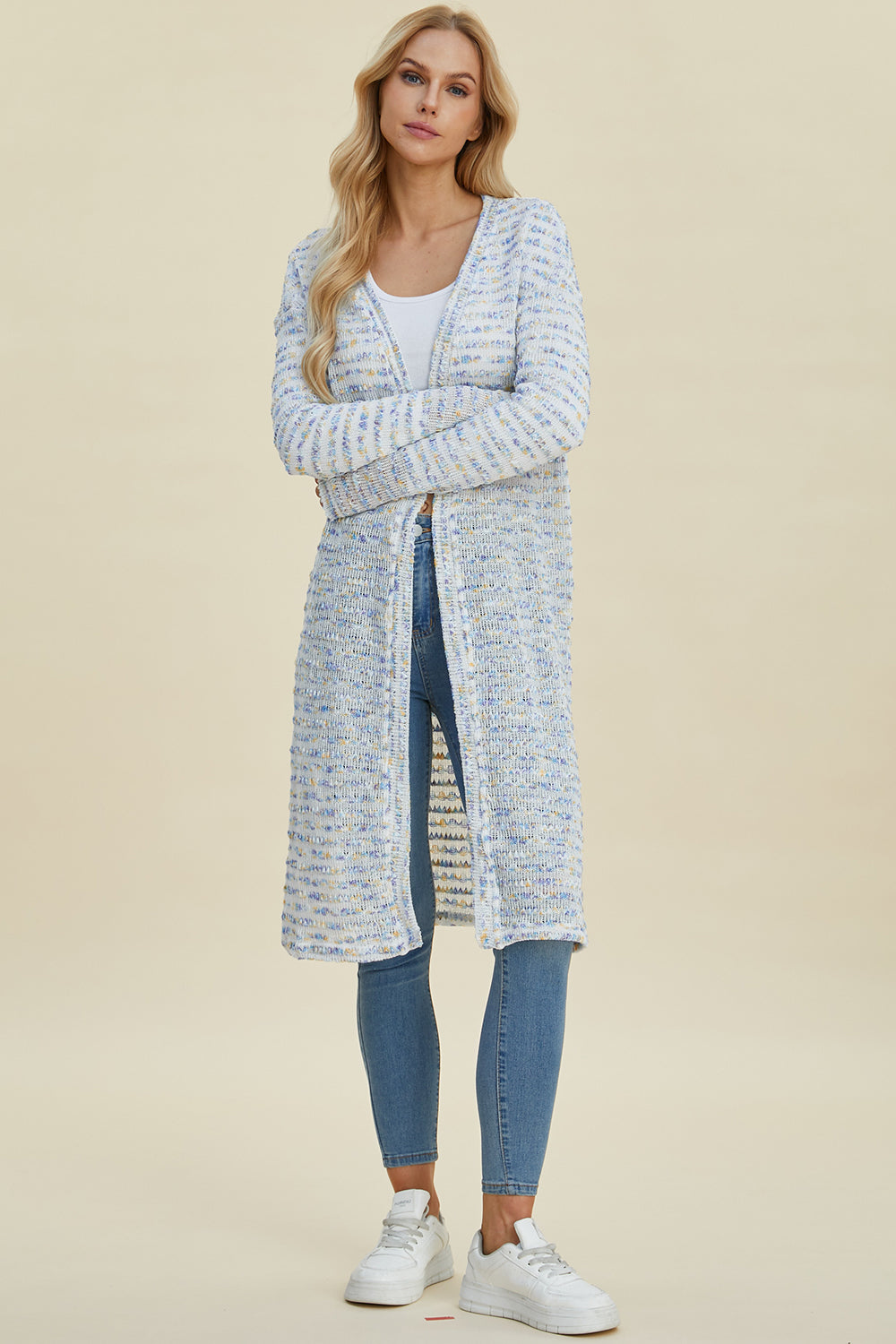 Double Take Open Front Longline Cardigan Cardigan