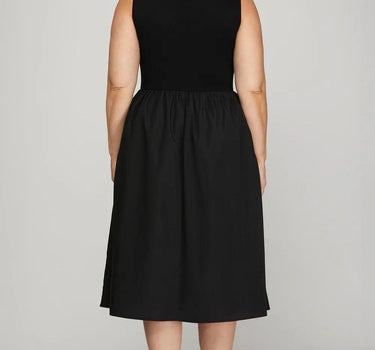 She + Sky Full Size Sleeveless Poplin Woven Midi Dress with Pockets Plus Size