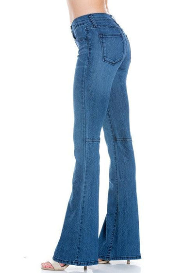 Mid Rise Flare Bell Bottom Denim Jeans