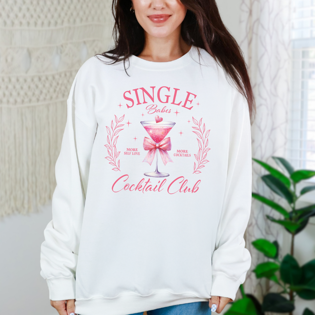 Single Babes Cocktail Club Graphic Sweatshirt Womens