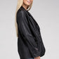 Sleek Pu Leather Blazer with Front Closure Blazer   