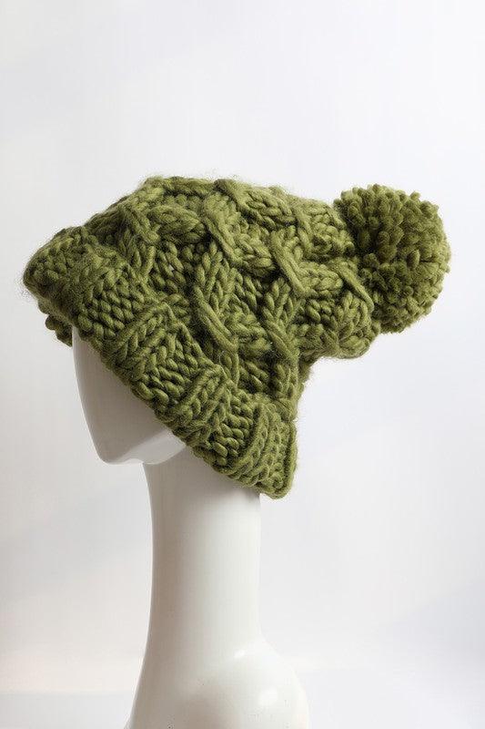Cozy Cloud Chunky Knit Pom Beanie - Three Mad Hatters Mercantile 