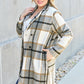 Double Take Plaid Button Up Lapel Collar Coat