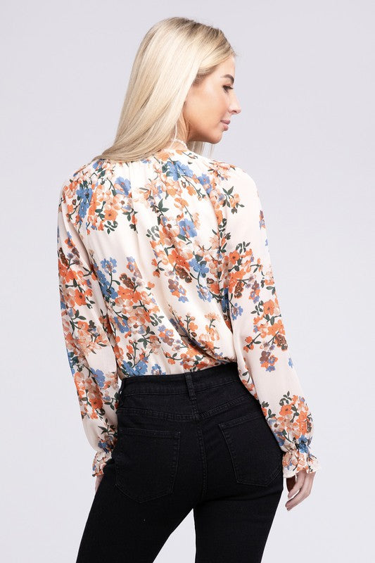 Floral chiffon blouse Womens Blouse   