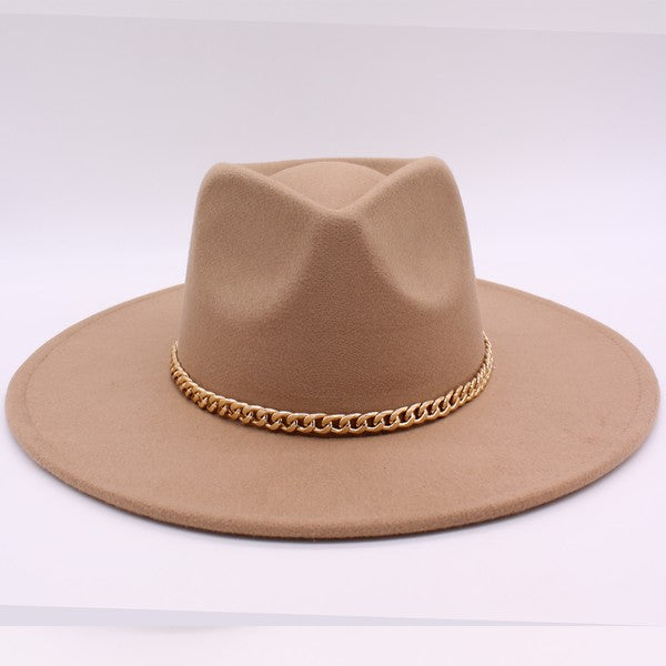 The Chain Belt Hat Fedora Hat TAUPE/GDLT Os 