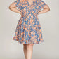She + Sky Ruffled Hem Printed Surplice Kimono Sleeve Mini Dress Plus Size Womens Mini Dress
