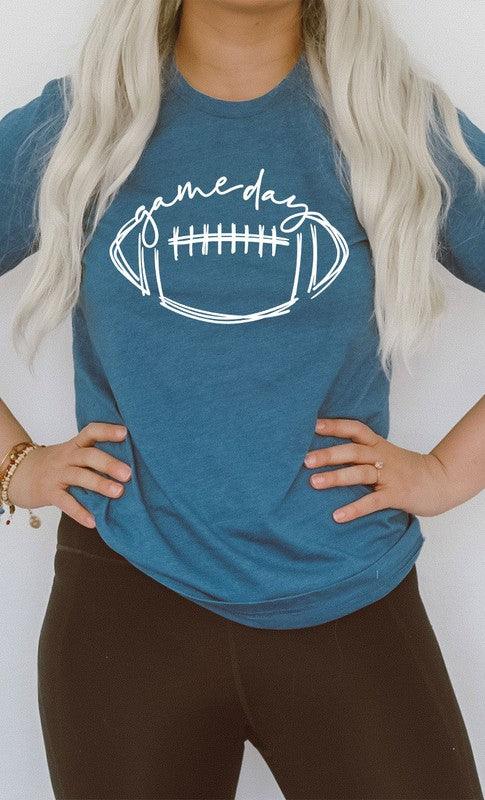 Cursive Football Game Day Graphic Tee - Three Mad Hatters Mercantile 