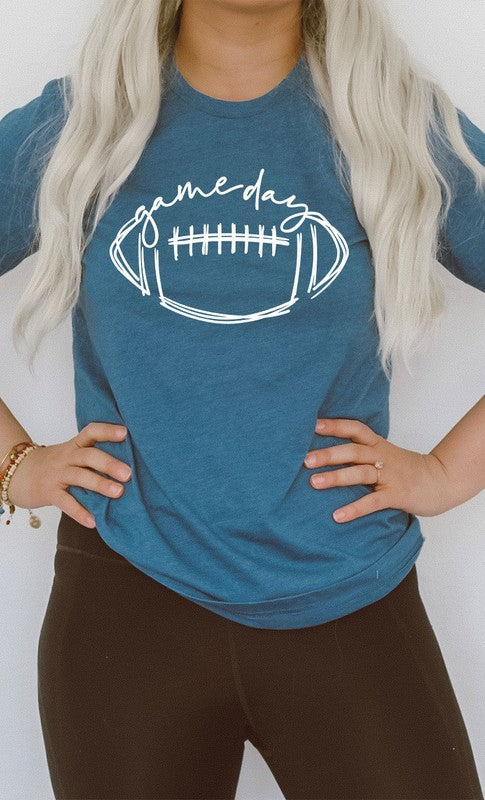 Cursive Football Game Day Graphic Tee Graffic Tee Heather Deep Teal S 