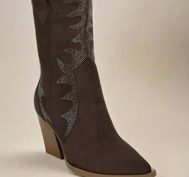 Rambler Rhinestones Embellished Calf Boots