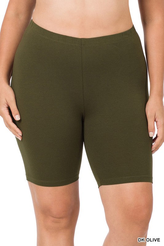 Plus Premium Cotton Biker Shorts Biker Shorts DK OLIVE 2X 