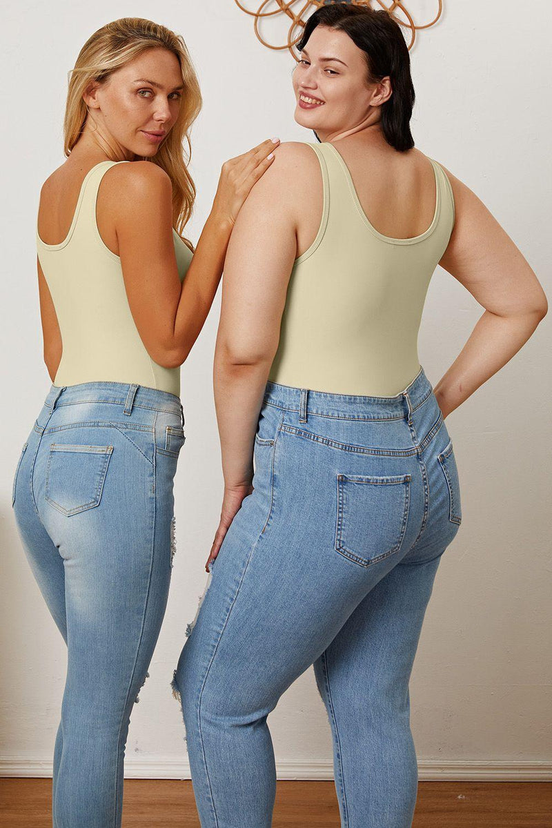 Basic Bae Full Size Square Neck Sleeveless Bodysuit - Three Mad Hatters Mercantile 