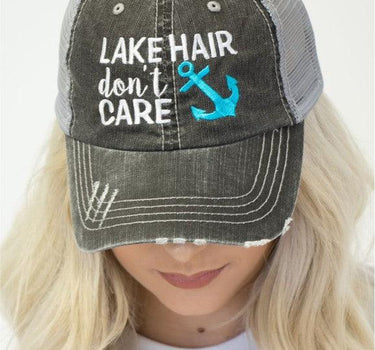 Lake Hair Don't Care Anchor Trucker Hat