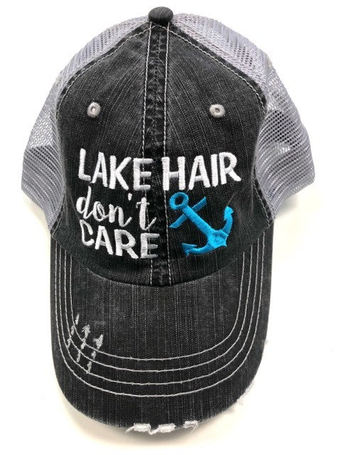 Lake Hair Don't Care Anchor Trucker Hat Cap   