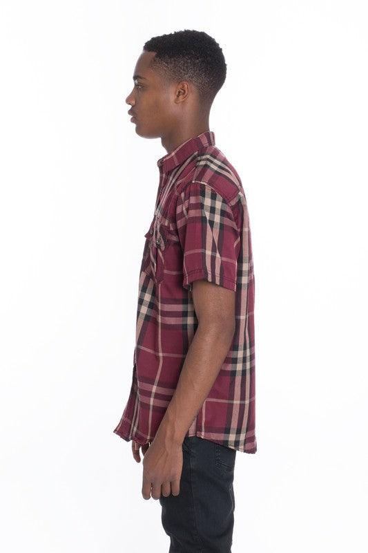 Men's Casual Plaid Button-Down Shirt - Three Mad Hatters Mercantile 