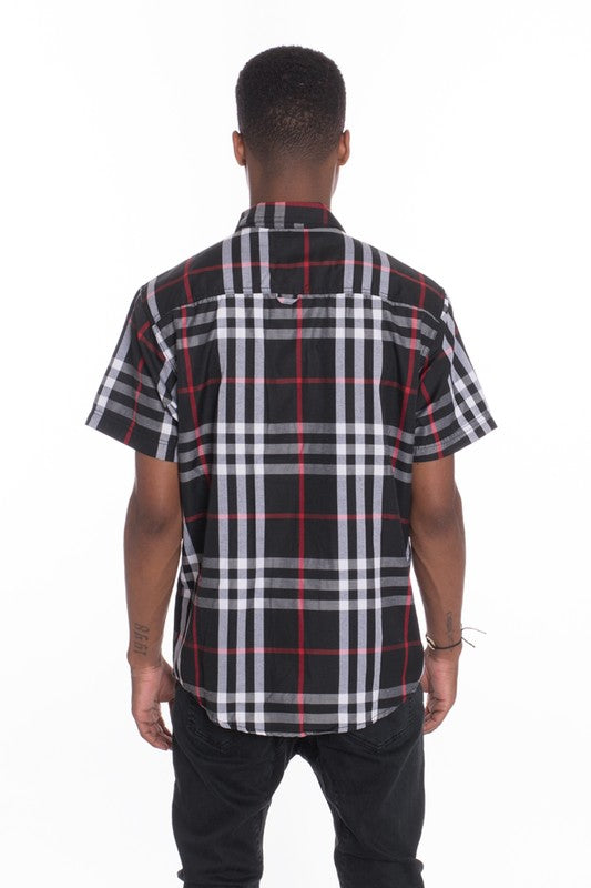 Weiv Men's Casual Short Sleeve Checker Shirts Mens Short Sleeve Shirt   