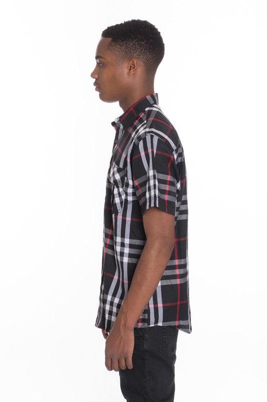 Men's Casual Plaid Button-Down Shirt - Three Mad Hatters Mercantile 