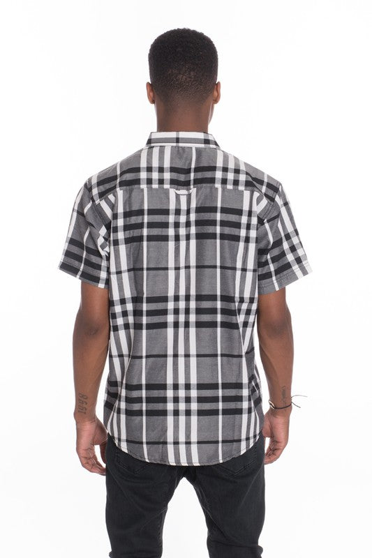 Weiv Men's Casual Short Sleeve Checker Shirts Mens Short Sleeve Shirt   