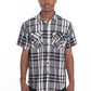 Weiv Men's Casual Short Sleeve Checker Shirts Mens Short Sleeve Shirt GREY S 