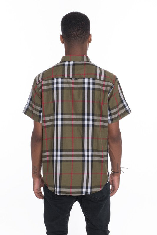 Weiv Men's Casual Short Sleeve Checker Shirts Mens Short Sleeve Shirt   