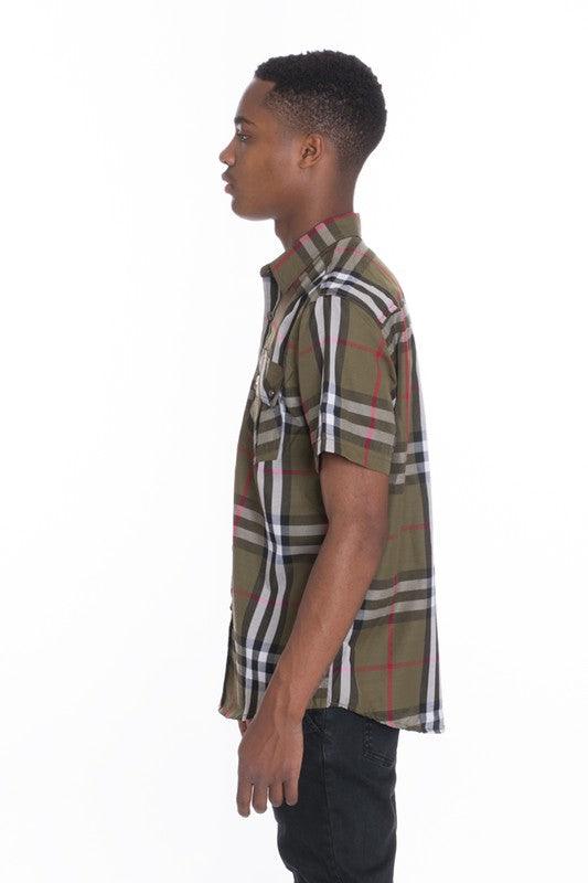 Men's Casual Plaid Button-Down Shirt - Three Mad Hatters Mercantile 
