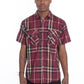 Weiv Men's Casual Short Sleeve Checker Shirts Mens Short Sleeve Shirt BURGUNDY S 