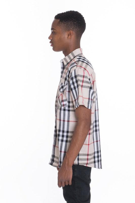 Men's Casual Plaid Button-Down Shirt - Three Mad Hatters Mercantile 