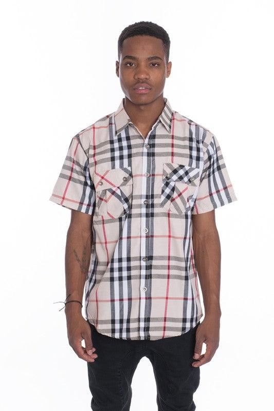Men's Casual Plaid Button-Down Shirt - Three Mad Hatters Mercantile 