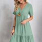 Full Size V-Neck Short Sleeve Dress    