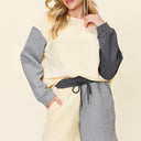 Double Take Contrast Drop Shoulder Top and Shorts Set