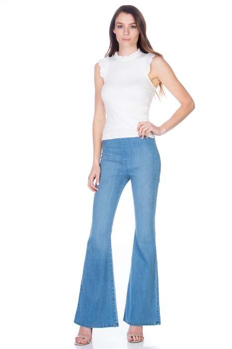 Be Bold Zipper Back Flare Jeans - Three Mad Hatters Mercantile 