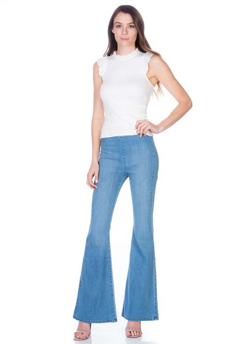 Zipper Back Flare Jeans Flare Leg Jeans   