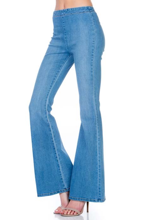 Zipper Back Flare Jeans Flare Leg Jeans   