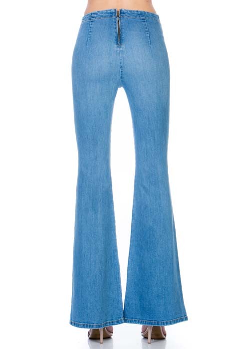 Zipper Back Flare Jeans Flare Leg Jeans   