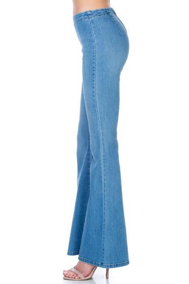 Be Bold Zipper Back Flare Jeans