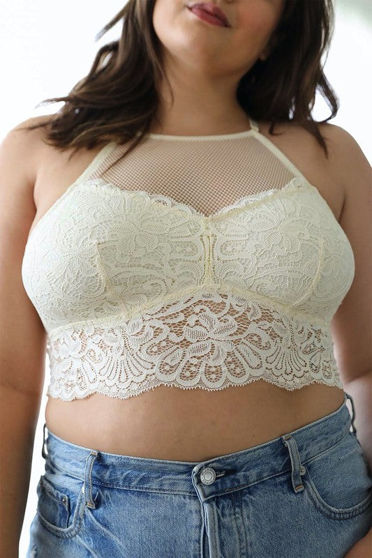 Plus Size High Neck Lace Racerback Bralette Womens Bralette   