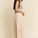 Davi & Dani Multi Contrast Smocked Bodice & Black Tie Straps