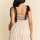 Davi & Dani Multi Contrast Smocked Bodice & Black Tie Straps