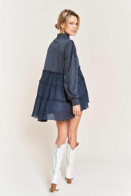 Cozy Chic- Mock Neck Tunic Knit Top - Three Mad Hatters Mercantile 