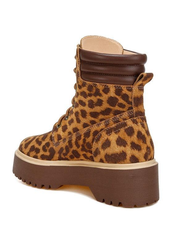 Ujola High Ankle Leopard Print Suede Boots - Three Mad Hatters Mercantile 
