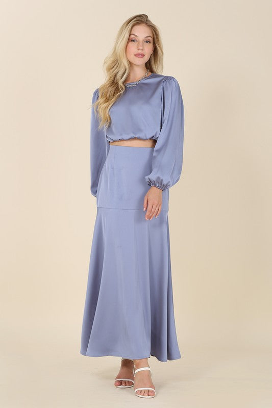 Dressed up satin two-piece mermaid dress set Maxi Dress   